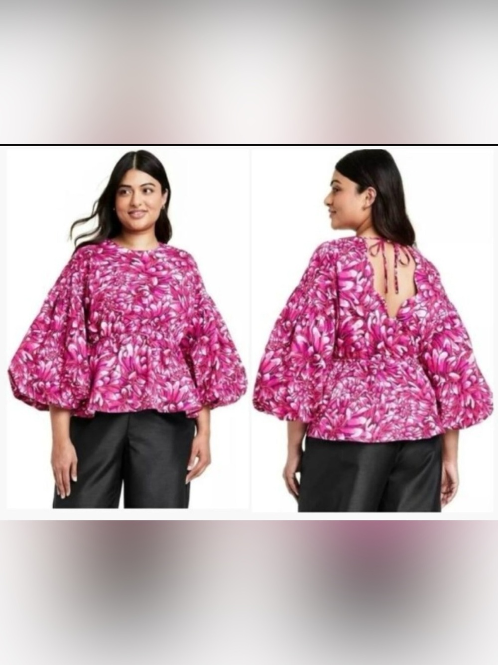 NWOT Kika Vargas Target Sz M Hot Pink floral top Scalloped Back Dress